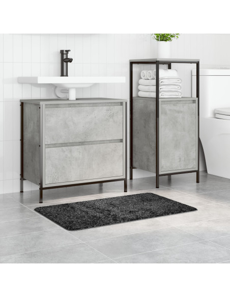 Tappetino da Bagno Rettangolare Grigio Scuro 50x80 cm Polipropilene Antiscivolo