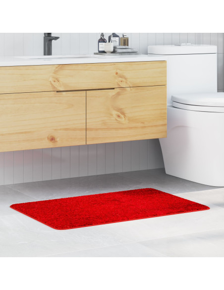 Tappetino da Bagno Rettangolare Rosso 60x90 cm in Polipropilene Antiscivolo