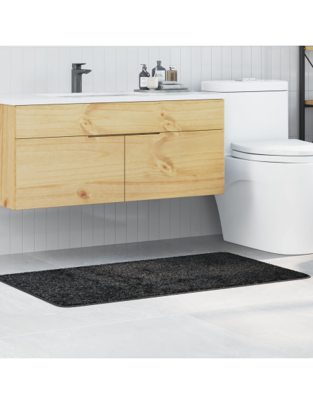 Tappetino da bagno rettangolare grigio scuro 70x120 cm in polipropilene antiscivolo