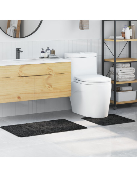 Set di 2 tappetini da bagno  grigio scuro in polipropilene antiscivolo