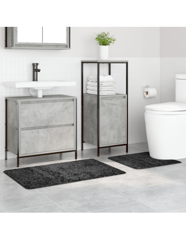 Set di tappetini antiscivolo per il bagno 2 pcs Grigio scuro PP