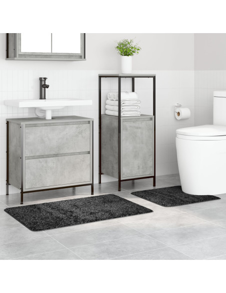Set di 2 tappetini da bagno  grigio scuro in polipropilene antiscivolo