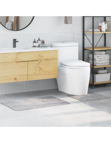 Set di 2 Tappetini da Bagno Grigi in Polipropilene Antiscivolo