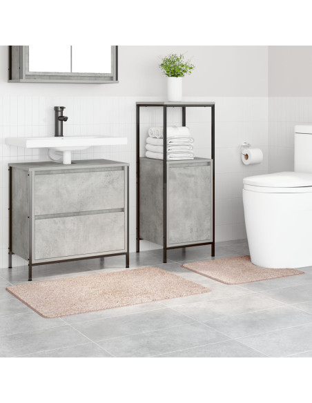 Set di tappetini da bagno 2 pezzi crema in polipropilene antiscivolo