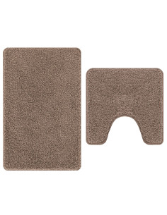 Set di tappetini antiscivolo per il bagno 2 pcs Marrone PP 2