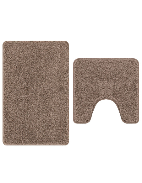 Set di tappetini antiscivolo per il bagno 2 pcs Marrone PP