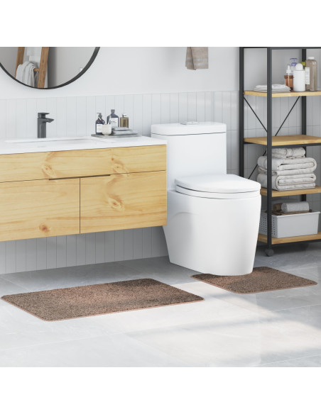 Set di tappetini antiscivolo per il bagno 2 pcs Marrone PP