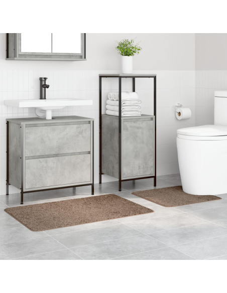 Set di 2 tappetini da bagno  marrone in polipropilene antiscivolo