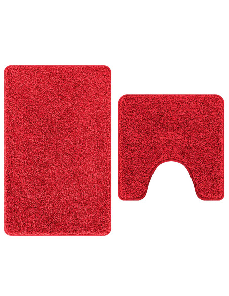 Set di 2 Tappetini da Bagno  Rossi in Polipropilene Antiscivolo