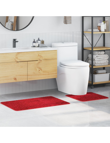 Set di 2 Tappetini da Bagno  Rossi in Polipropilene Antiscivolo