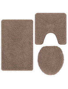 Set di tappetini antiscivolo per il bagno 3 pcs Marrone PP 2