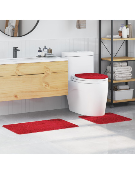 Set di tappetini antiscivolo per il bagno 3 pcs Rosso PP