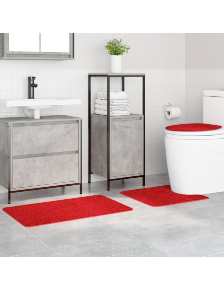 Set di tappetini antiscivolo per il bagno 3 pcs Rosso PP