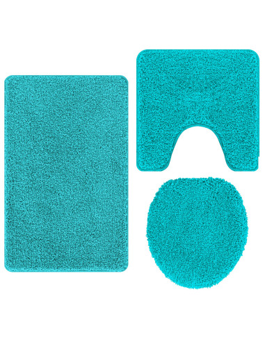 Set di tappetini antiscivolo per il bagno 3 pcs Turchese PP