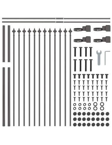 Recinzione per Giardino 2 pcs Grigio 3,4 x 0,8 m
