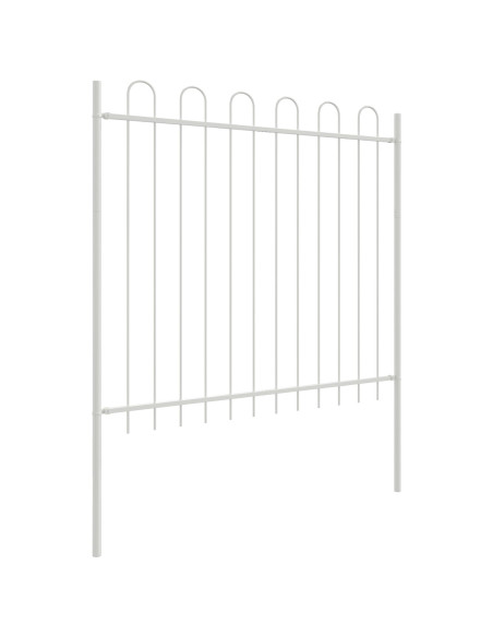 Recinzione da Giardino  con Parte Superiore a Gancio Bianca 6,8x1,5 m in Acciaio