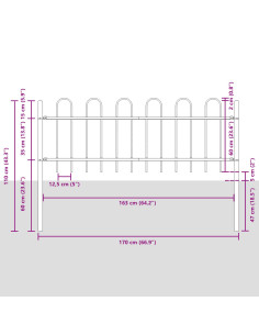 Recinzione per Giardino 5 pcs Grigio 8,5 x 0,6 m