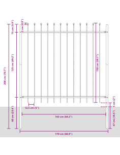 Recinzione per Giardino 7 pcs Grigio 11,9 x 1,5 m