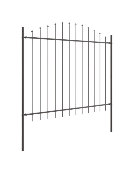 Recinzione da Giardino  con Parte Superiore a U Grigia 6,8x1,5 m in Acciaio