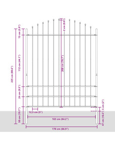 Recinzione per Giardino 5 pcs Grigio 170 x 225 cm