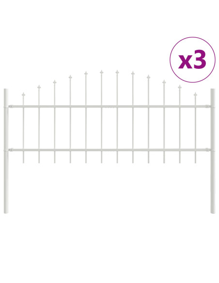 Recinzione da Giardino  con Parte Superiore ad Arco Bianca 5,1x0,75 m in Acciaio