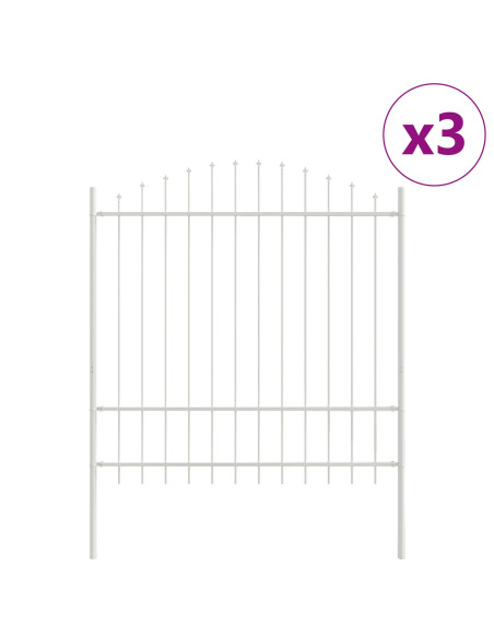 Recinzione da Giardino  con Punta a U Bianco 5,1x1,75 m Acciaio