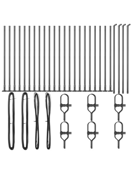 Pali per Recinzione Set di 26 Grigio Cemento, Metallo