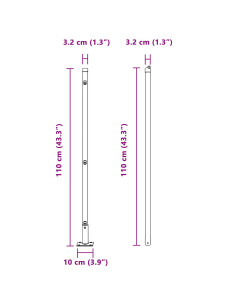 Palo della recinzione 52 pcs Grigio 3,2 x 3,2 x 110 cm