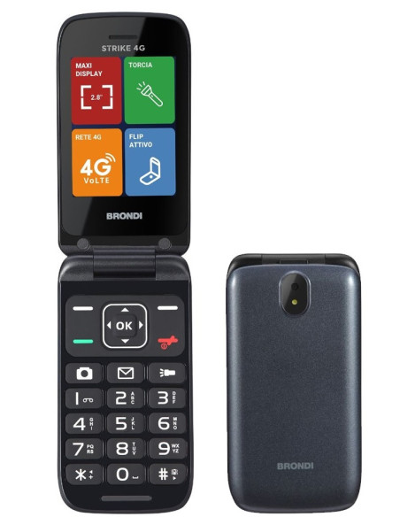 CELLULARE BRONDI STRIKE 4G DARK GRE 2,8 COLORI/BLUETOOTH/FLIP ATTIVO