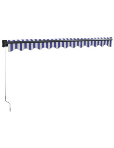 Tenda Sole Retrattile Blu e Bianca 3x2,5 m Tessuto e Alluminio