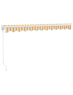 Tenda Retrattile Gialla e Bianca 3,5x2,5 m Tessuto e Alluminio