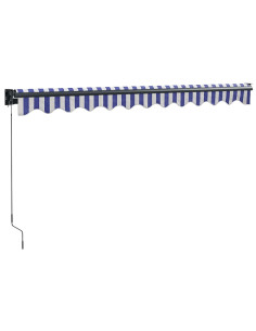 Tenda Sole Retrattile Blu e Bianca 3,5x2,5m Tessuto e Alluminio