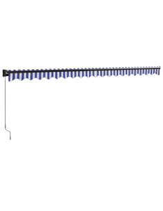 Tenda da Sole Retrattile Blu e Bianca 5x3 m Tessuto e Alluminio