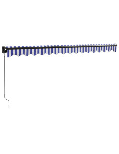 Tenda Sole Retrattile Blu e Bianca 4,5x3 m Tessuto e Alluminio