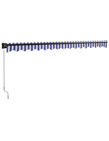 Tenda Sole Retrattile Blu e Bianca 4,5x3 m Tessuto e Alluminio