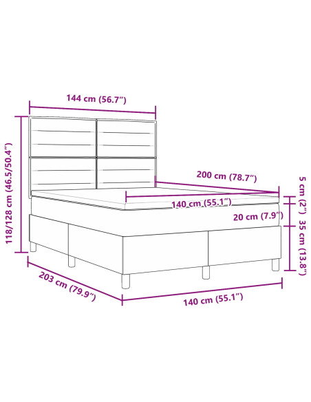 Struttura letto  con materasso Blu scuro Tessuto 140 x 200 cm