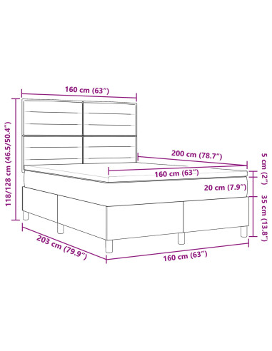 Letto a molle con materasso Grigio chiaro 160 x 200 cm Tessuto