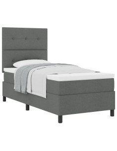 Letto a molle con materasso Grigio scuro 90 x 200 cm Tessuto