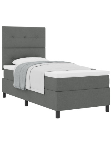 Letto a molle con materasso Grigio scuro 90 x 200 cm Tessuto
