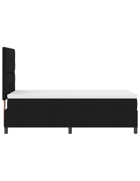 Letto con Base a Molle e Materasso  Nero Tessuto 90 x 200 cm
