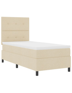 Letto a molle con materasso Crema 90 x 200 cm Tessuto