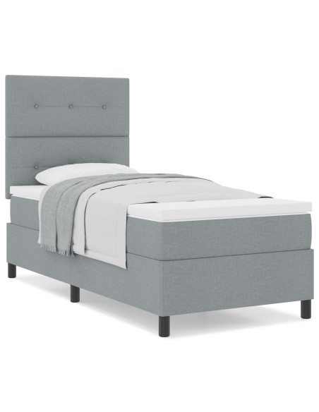 Struttura Letto  con Materasso Grigio Chiaro Tessuto 100 x 200 cm
