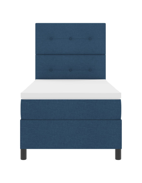 Struttura del Letto  con Materasso Blu, Bianco Tessuto 100 x 200 cm