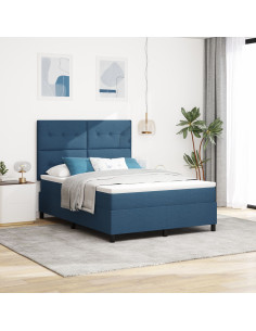Letto a molle con materasso Blu 140 x 190 cm Tessuto