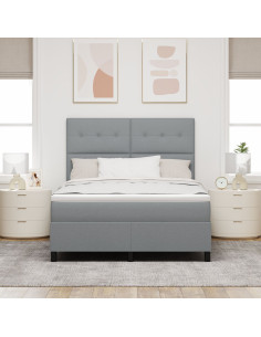 Letto a molle con materasso Grigio chiaro 140 x 200 cm Tessuto