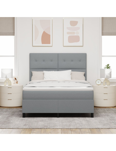 Struttura Letto  con Materasso Grigio Chiaro Tessuto 140 x 200 cm