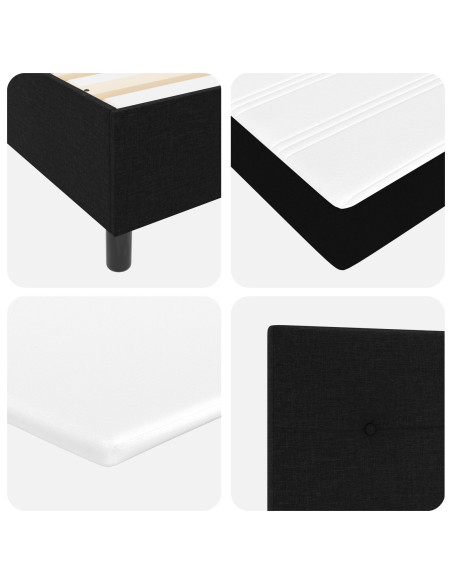Letto a molle con materasso Nero 180 x 200 cm Tessuto