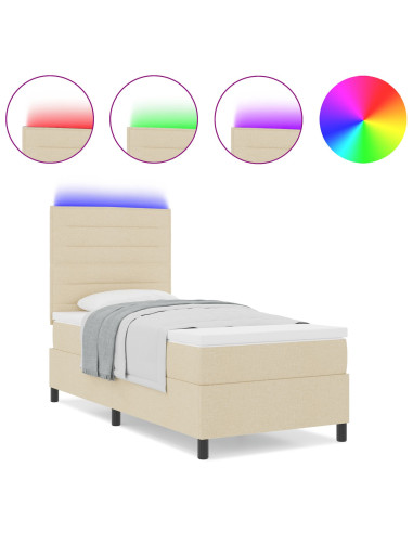 Letto a molle con materasso con led Crema 90 x 200 cm Tessuto