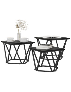 Tavolino da salotto 3 pcs Rovere Nero