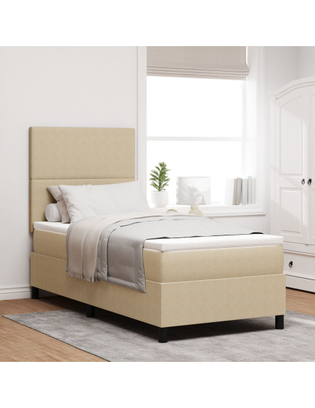 Letto con Box Spring  con Materasso Beige Tessuto Corduroy